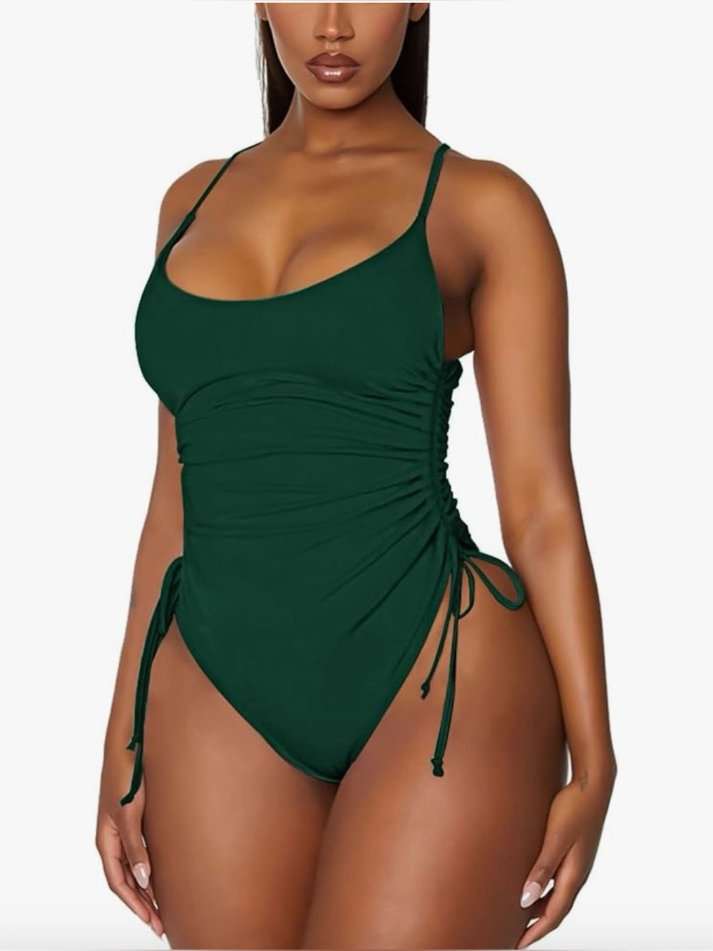 Classic Scoop Neck One-Piece Swimsuit in Deep Green